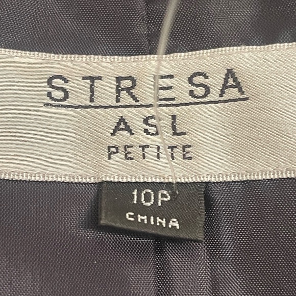 Stresa three piece ladies pants suit dark blue & white pin strip size 10 - Picture 4 of 14